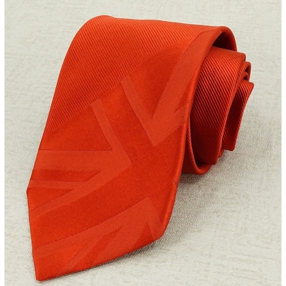 Ben Sherman Tie Orange Union Jack Flag Design Silk Necktie